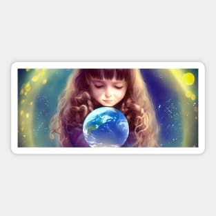 beautiful girl and earth Sticker